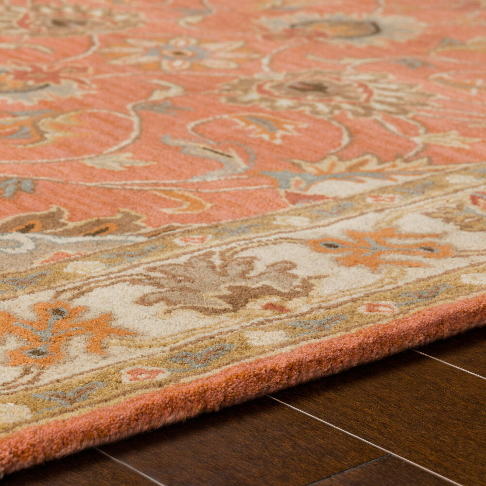 Caesar Burnt Orange/Taupe Handmade Rug - texture