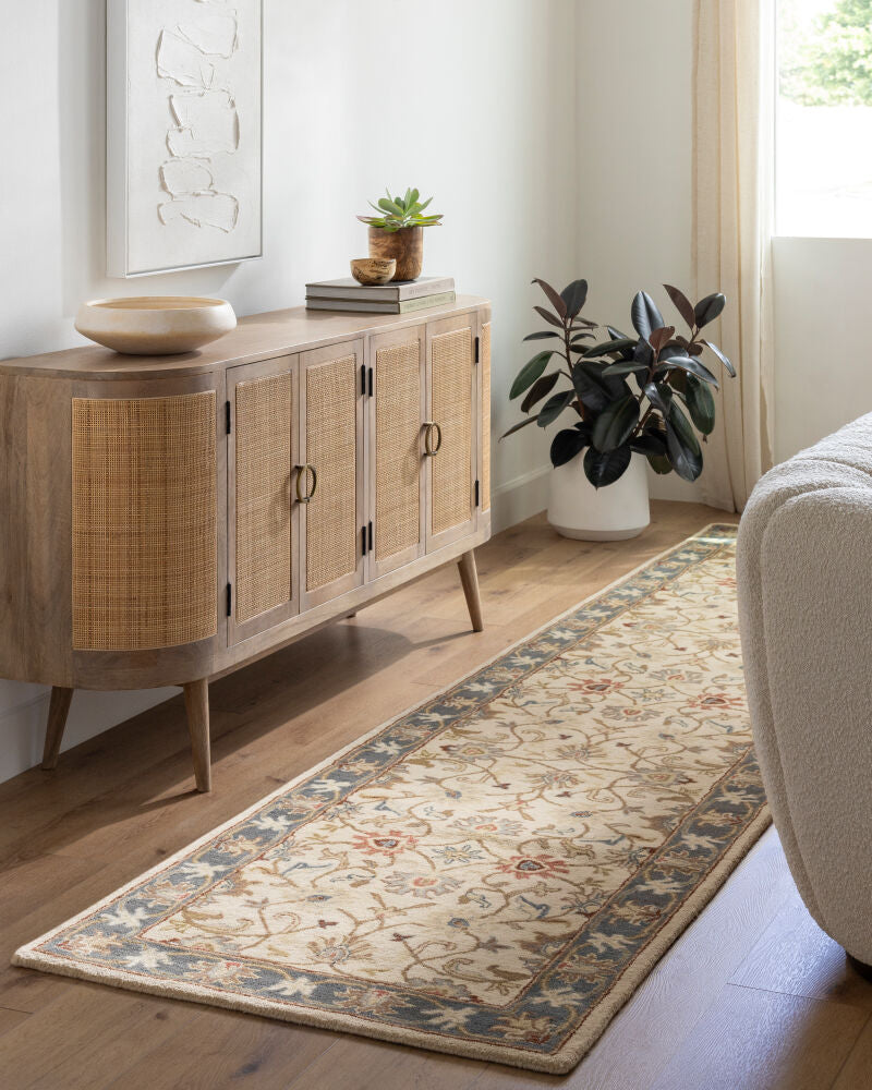 Caesar Dark Brown/Yellow Handmade Rug - roomscene