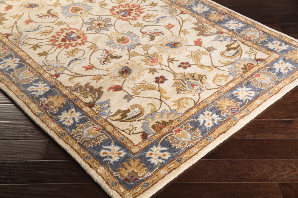 Caesar Dark Brown/Yellow Handmade Rug - corner
