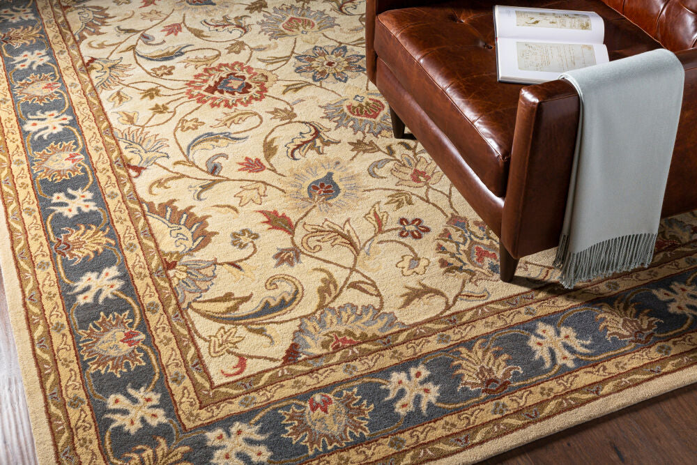 Caesar Dark Brown/Yellow Handmade Rug - styleshot