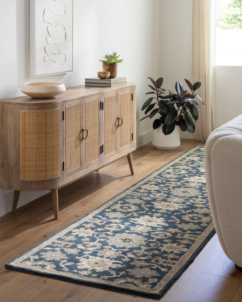 Caesar Brown/Navy Handmade Rug - roomscene