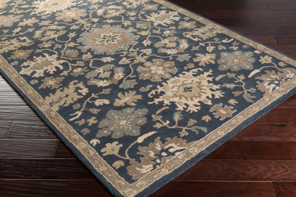 Caesar Brown/Navy Handmade Rug - corner