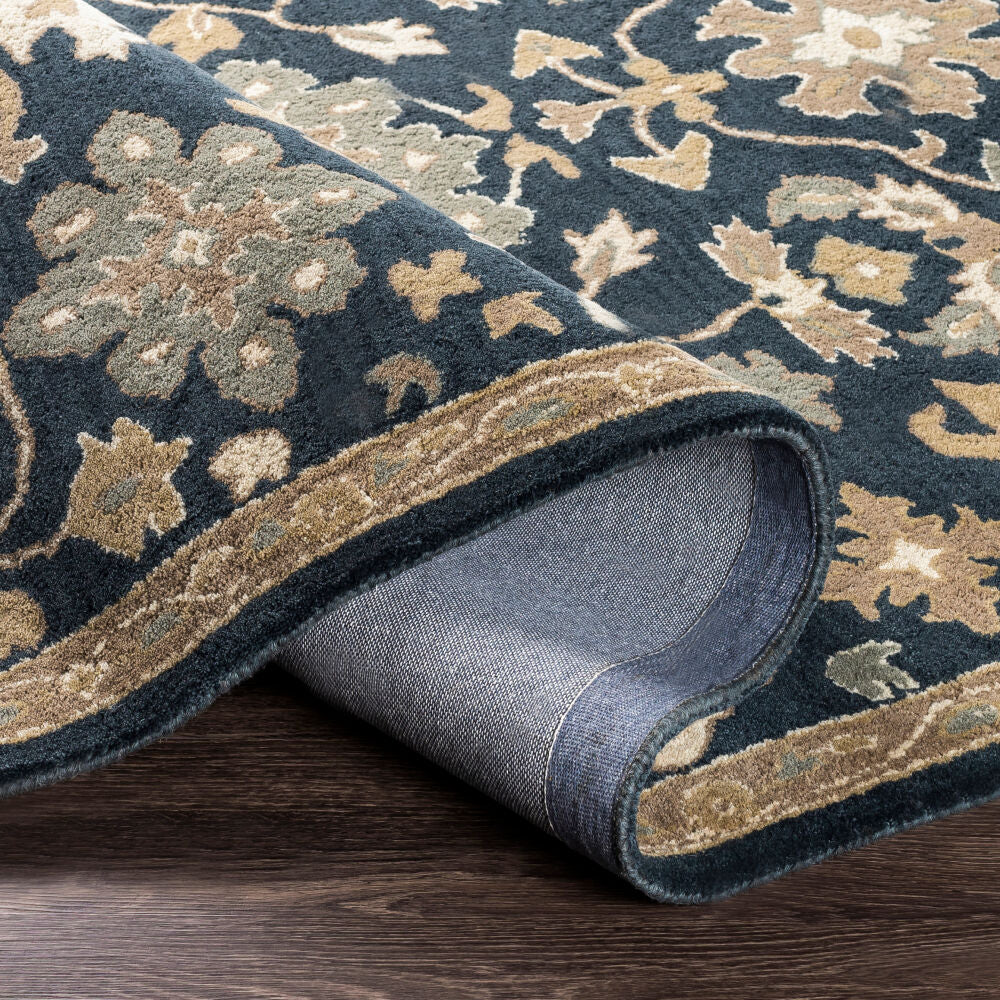 Caesar Brown/Navy Handmade Rug - fold