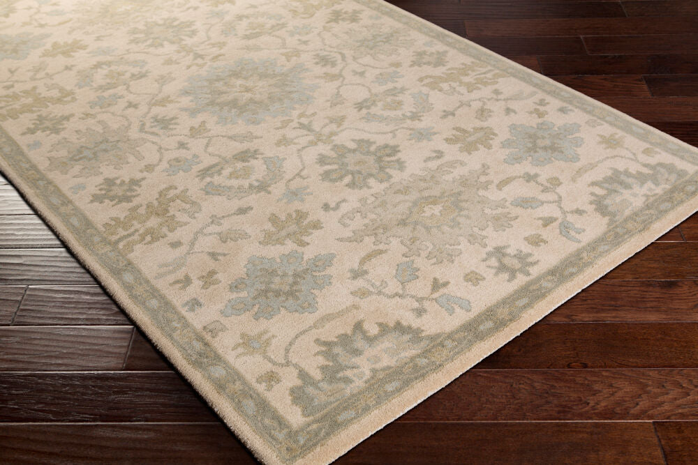 Caesar Light Beige/Sage Handmade Rug - corner