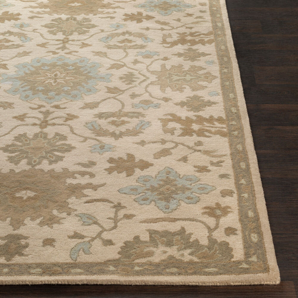 Caesar Light Beige/Sage Handmade Rug - front