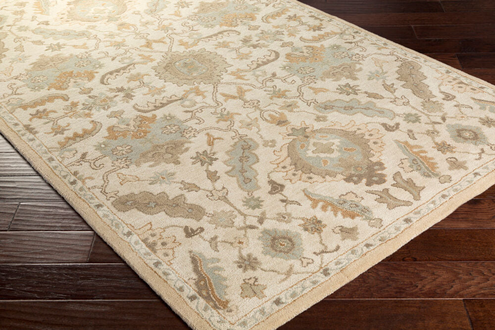 Caesar Cream/Light Olive Handmade Rug - corner