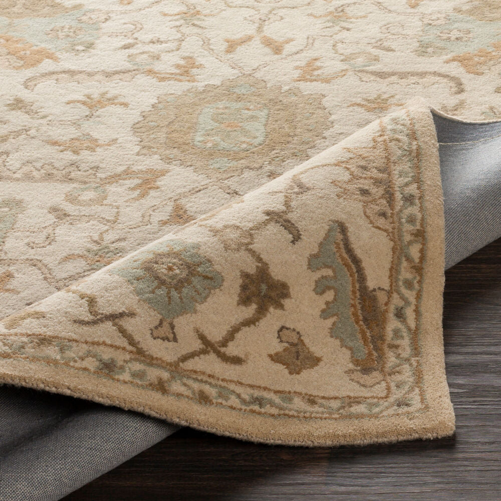 Caesar Cream/Light Olive Handmade Rug - fold