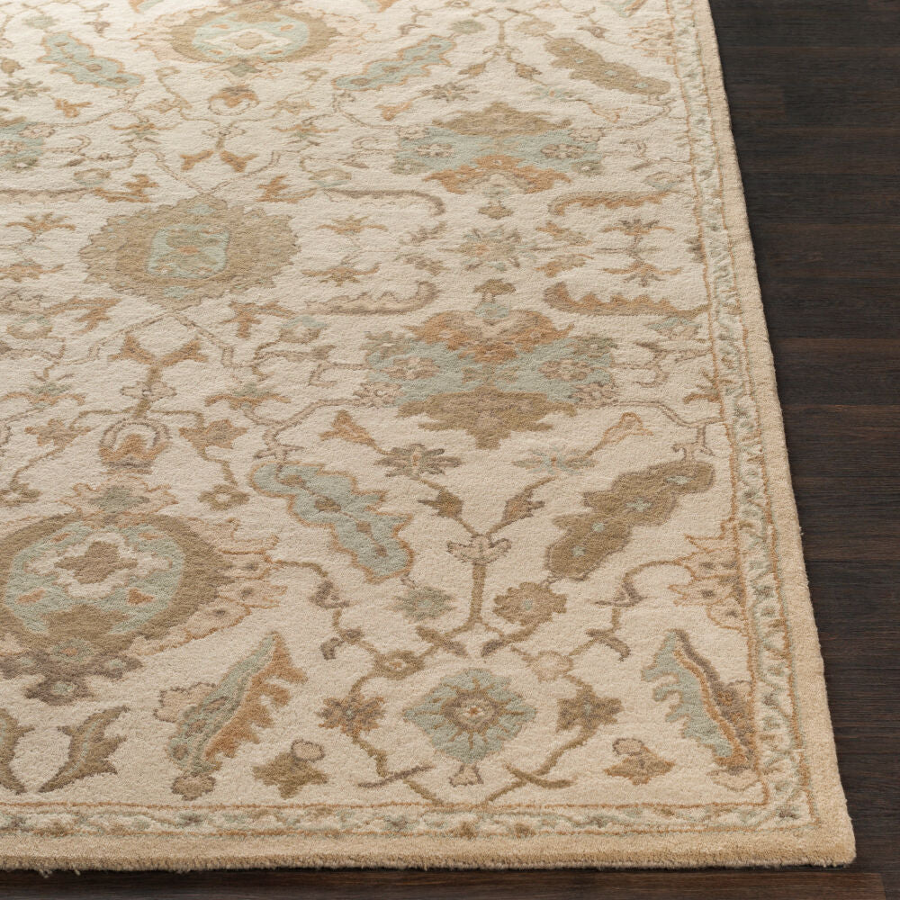 Caesar Cream/Light Olive Handmade Rug - front