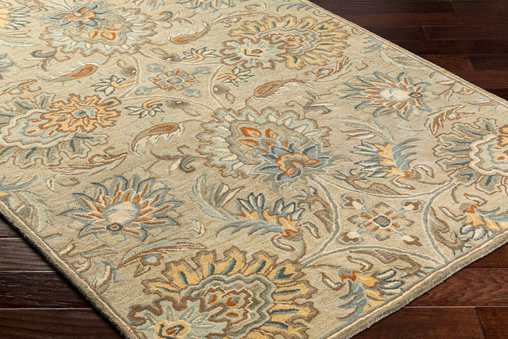 Caesar Charcoal/Tan Handmade Rug - corner
