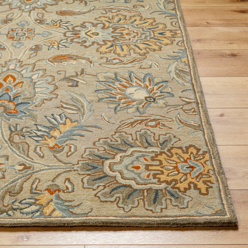 Caesar Charcoal/Tan Handmade Rug - front