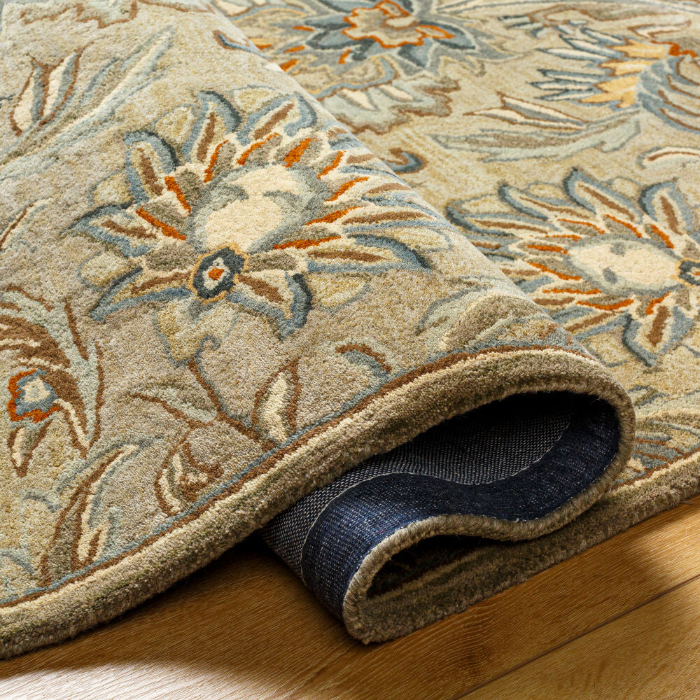Caesar Charcoal/Tan Handmade Rug - fold