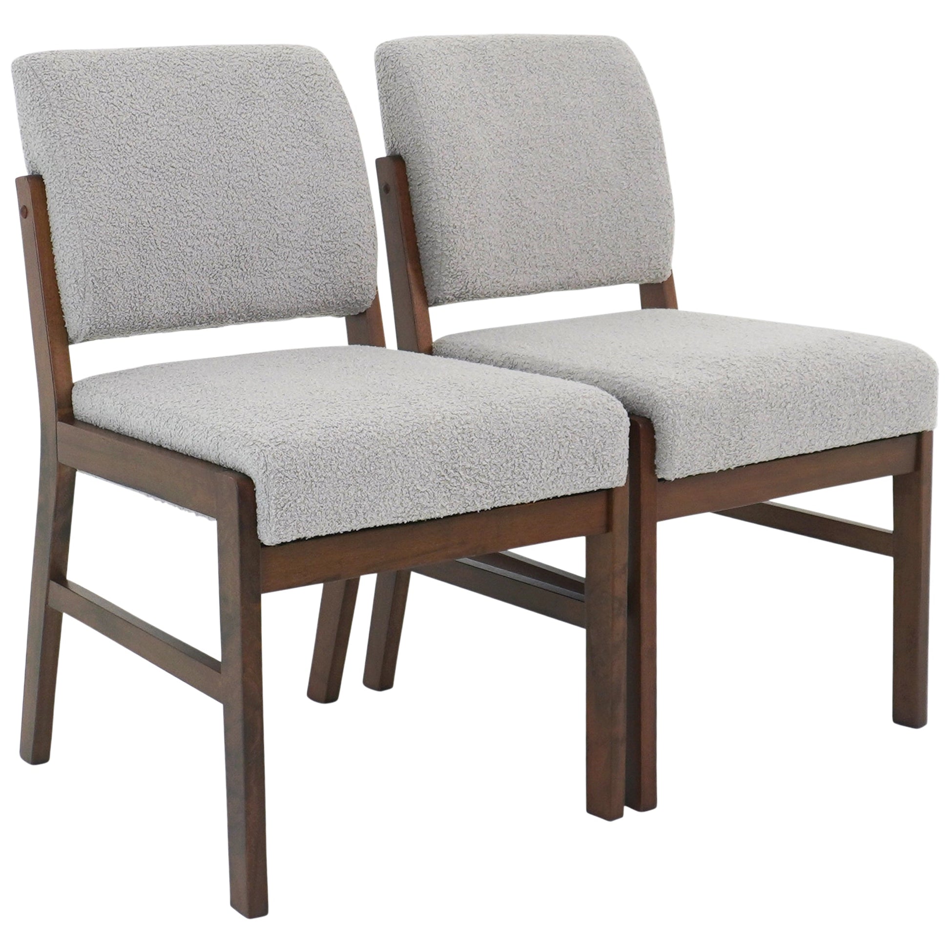 Caldwell Dining Chair | Light Grey Textured Boucle Modern Rustic Design