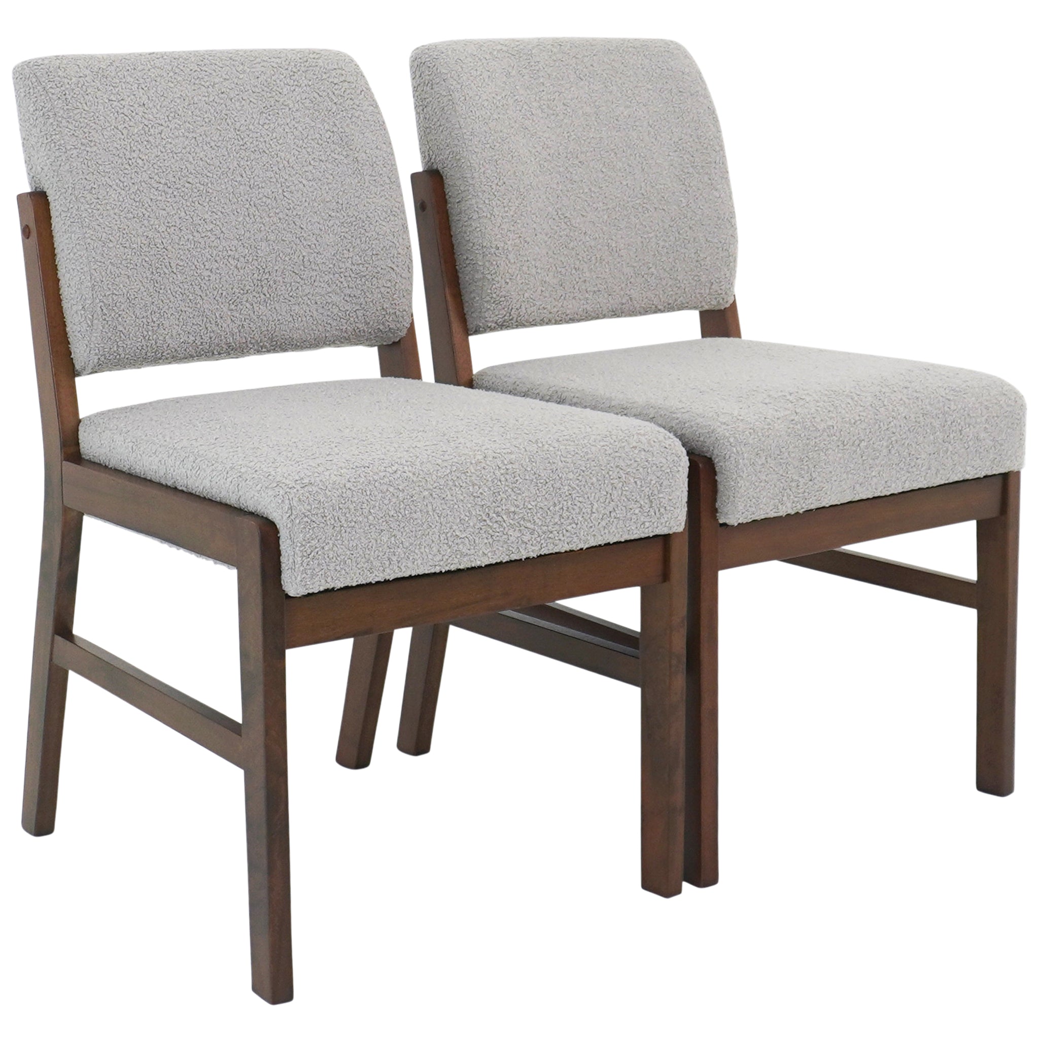 Caldwell Dining Chair | Light Grey Textured Boucle Modern Rustic Design