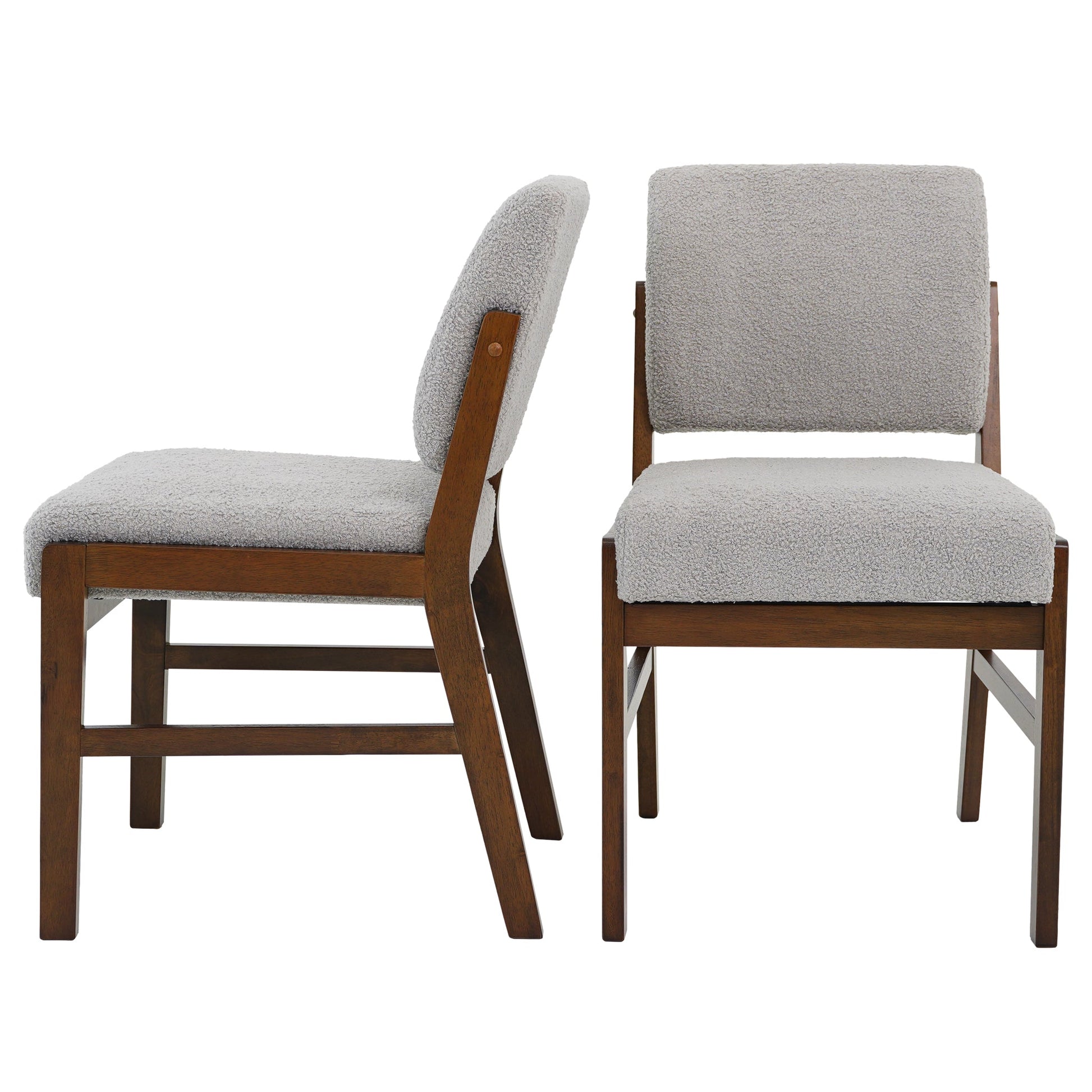 Caldwell Dining Chair | Light Grey Textured Boucle Modern Rustic Design