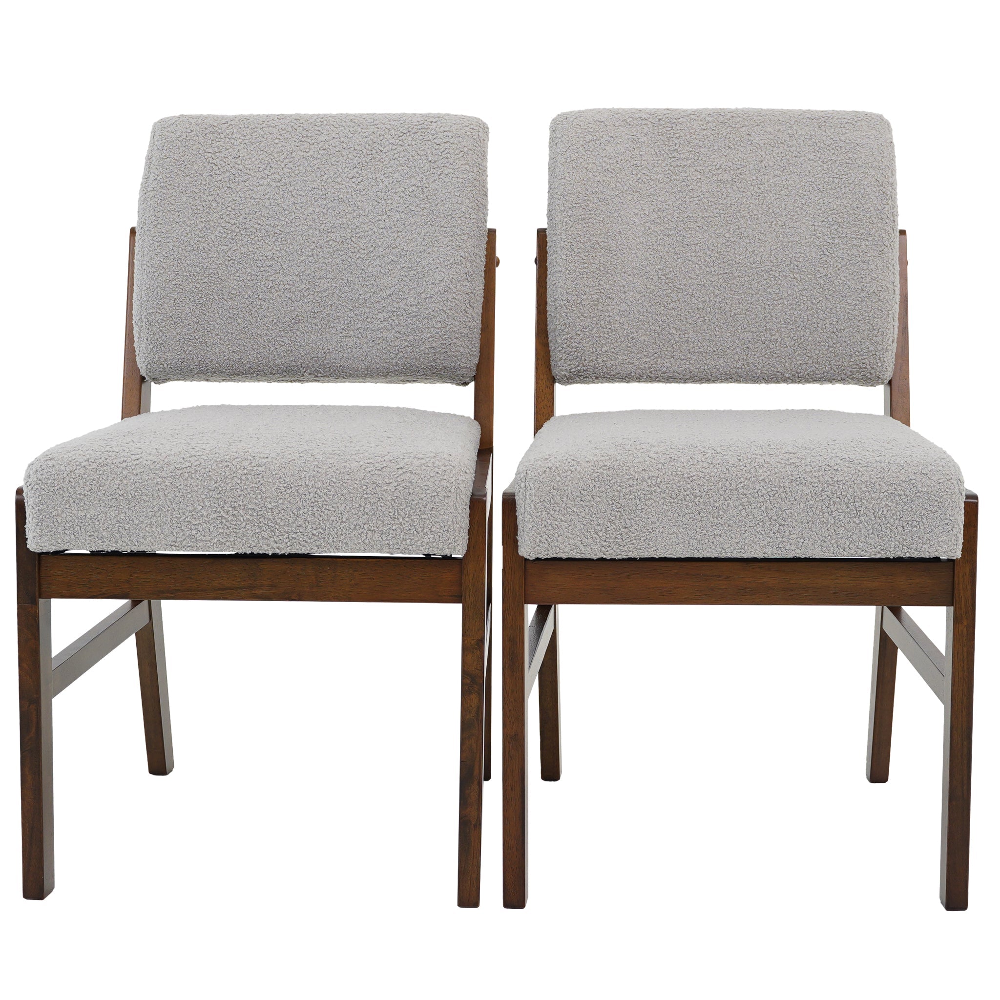 Caldwell Dining Chair | Light Grey Textured Boucle Modern Rustic Design