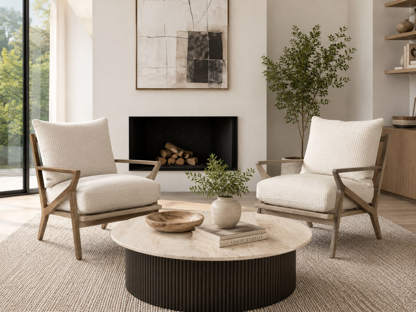 Carmel Chair in Solo Parchment (Performance Fabric) lifestyle image - Parchment California Contemporary