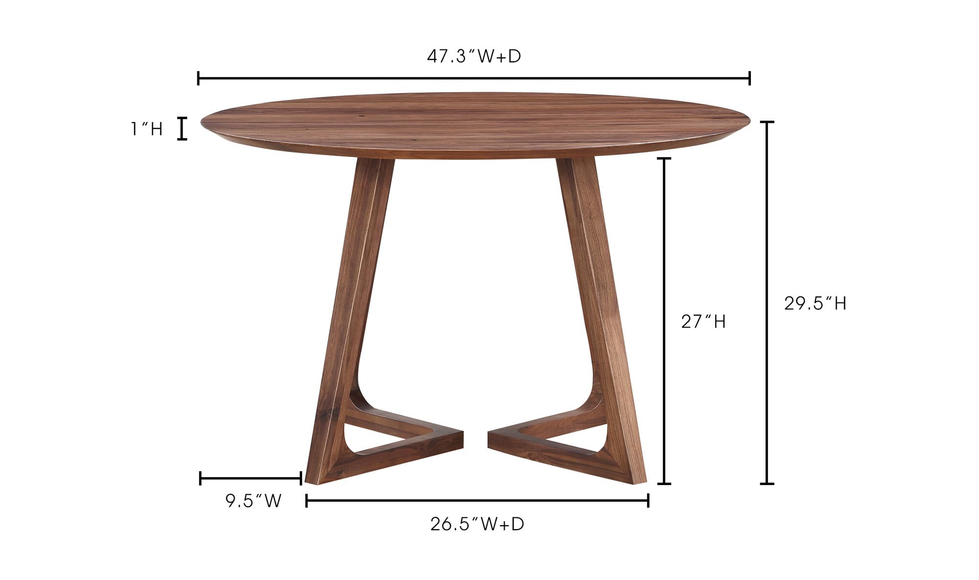 Godenza Round Dining Table Walnut by Moe's Home Collection - view 16