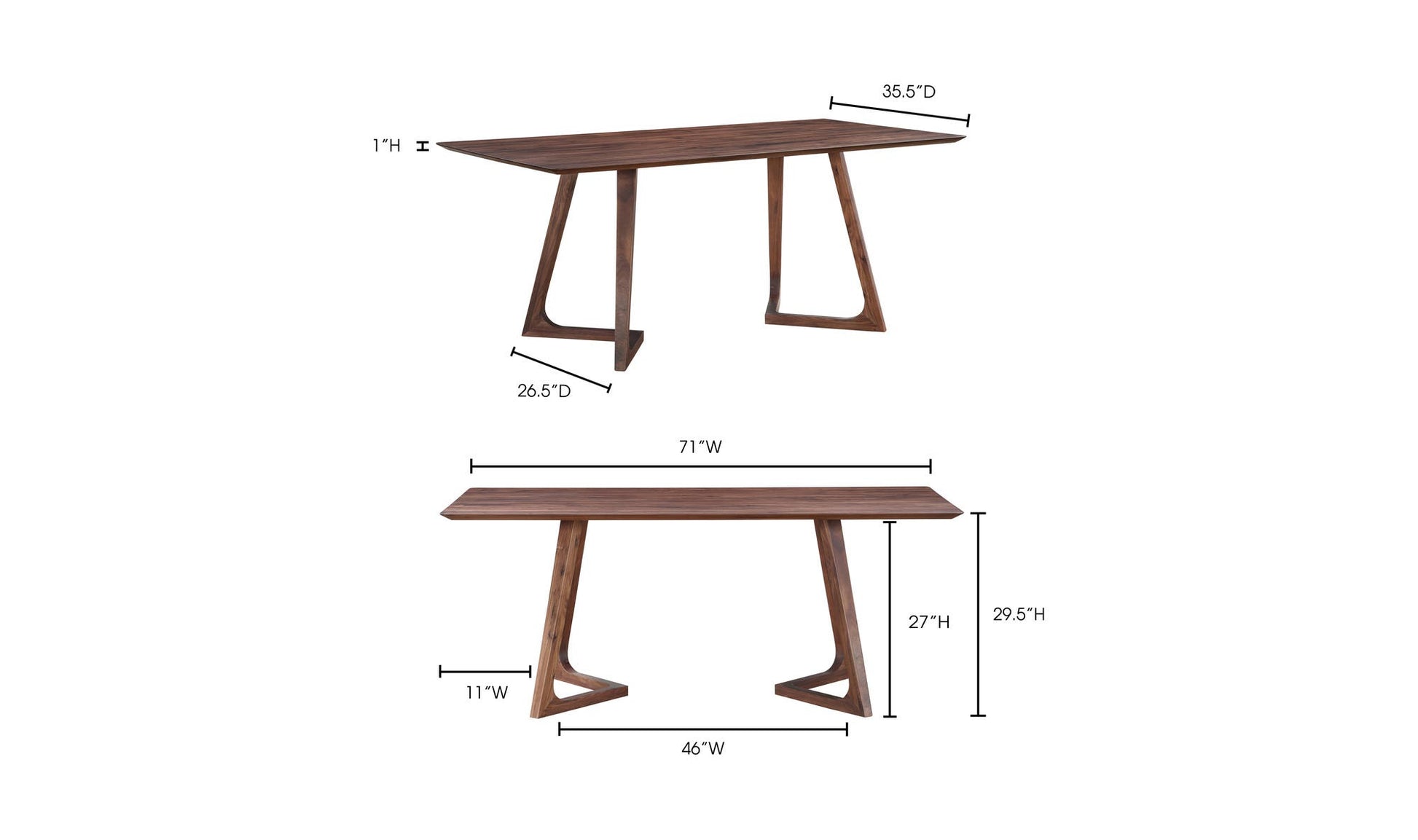 Godenza Rectangular Dining Table Walnut by Moe's Home Collection - view 14