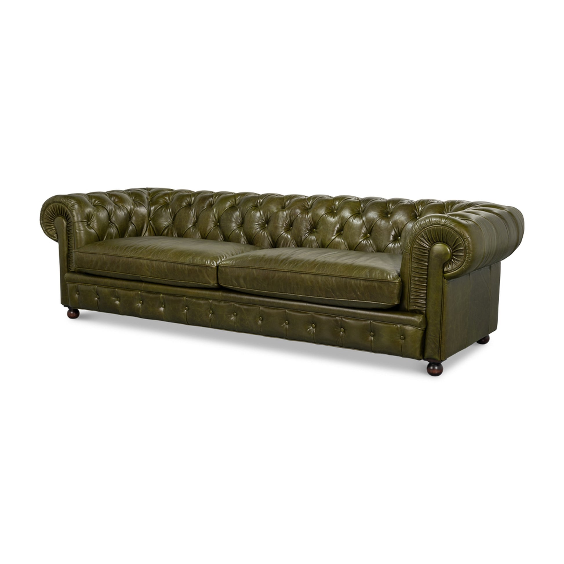 Savile Leather Sofa, Green by Sarreid Ltd