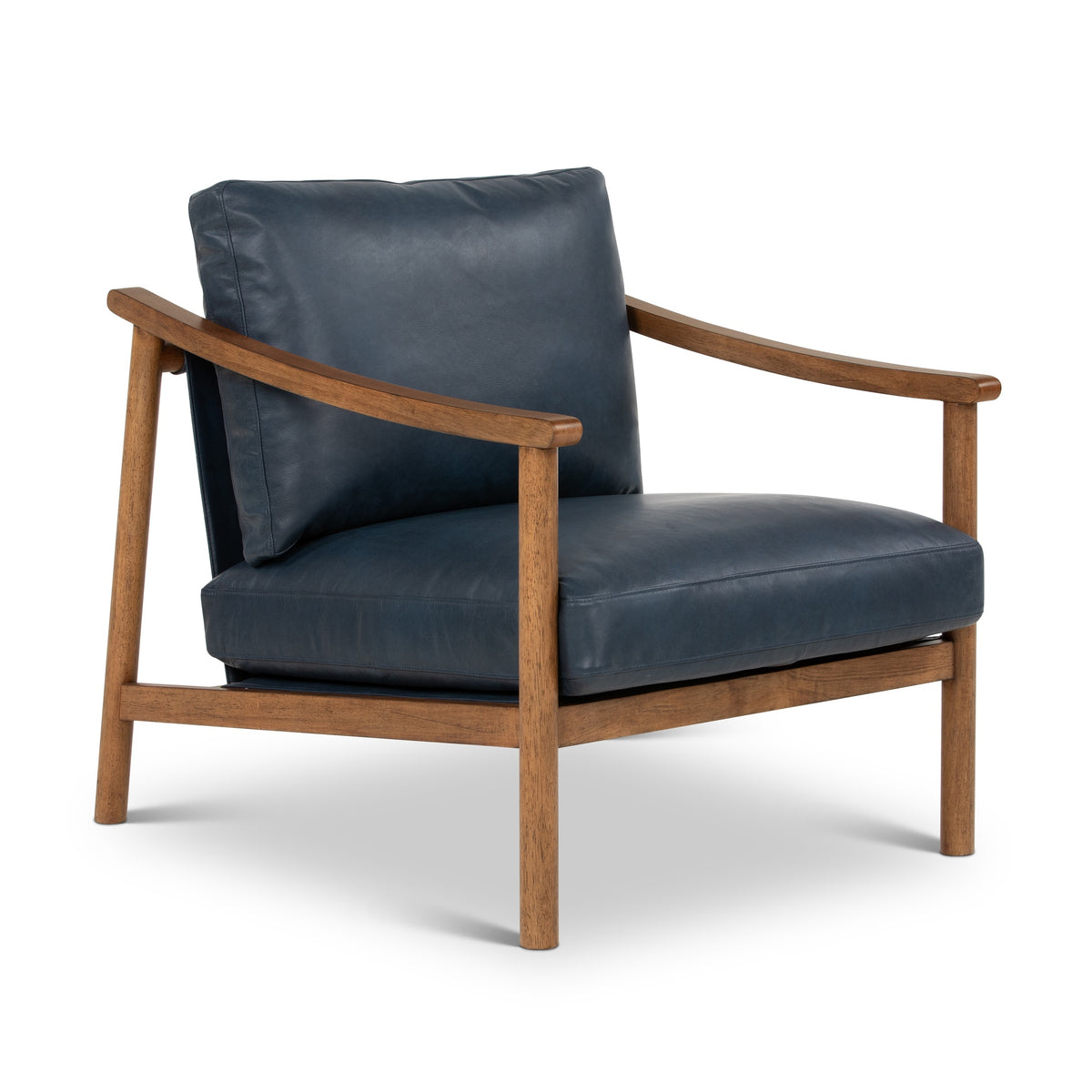 Rowan Leather Accent Chair Dark Oak, Oxford Blue by Urbia - detail 2