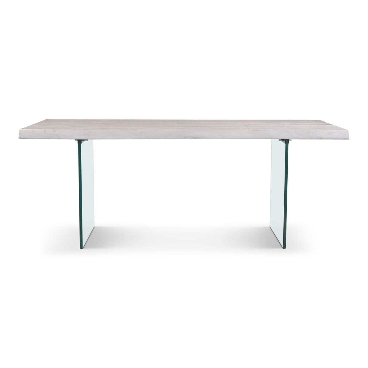 Brooks Dining Table Glass Base 40" x 79" White Wash Top - Clear Glass Base by Urbia - product view