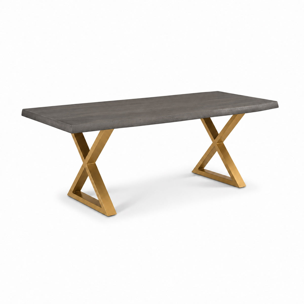 Brooks Dining Table X Base 40" x 79" Sandblasted Grey Top - Brass Base by Urbia - detail 2