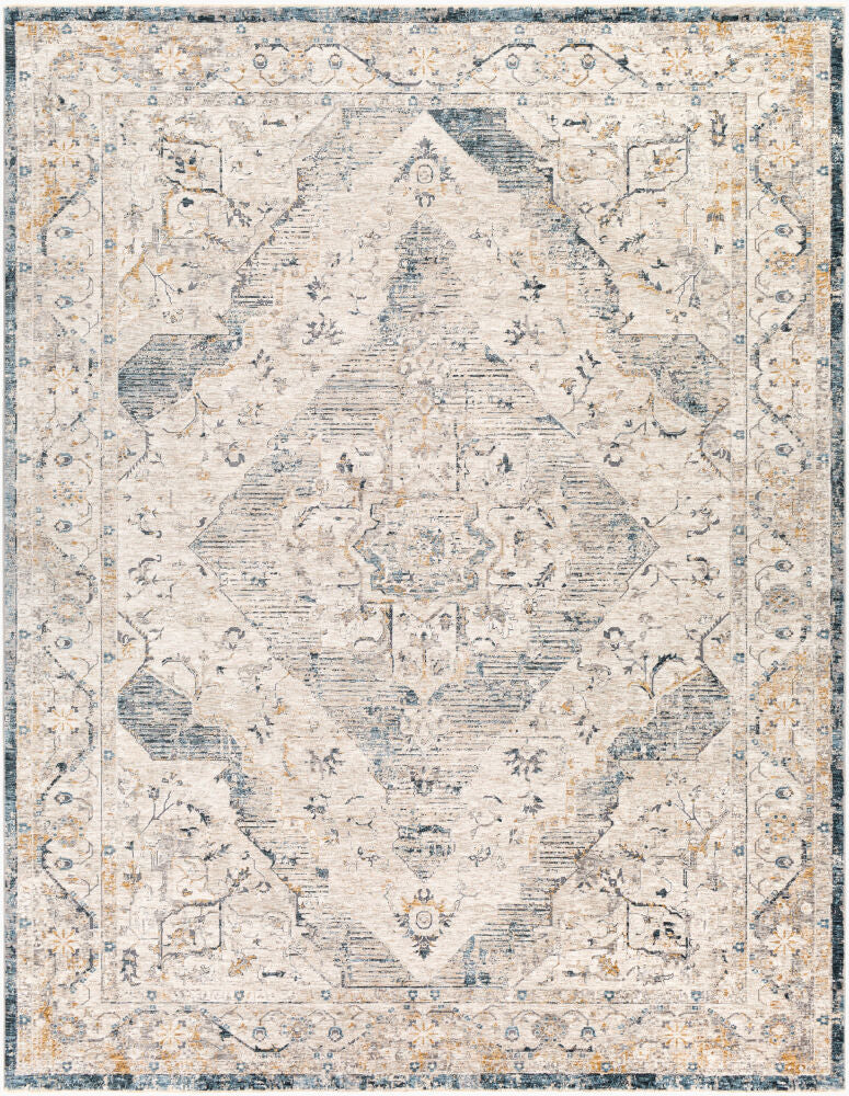 Cardiff Dark Blue/Mustard Machine Woven Rug CDF-2303 - 2'7" x 10'