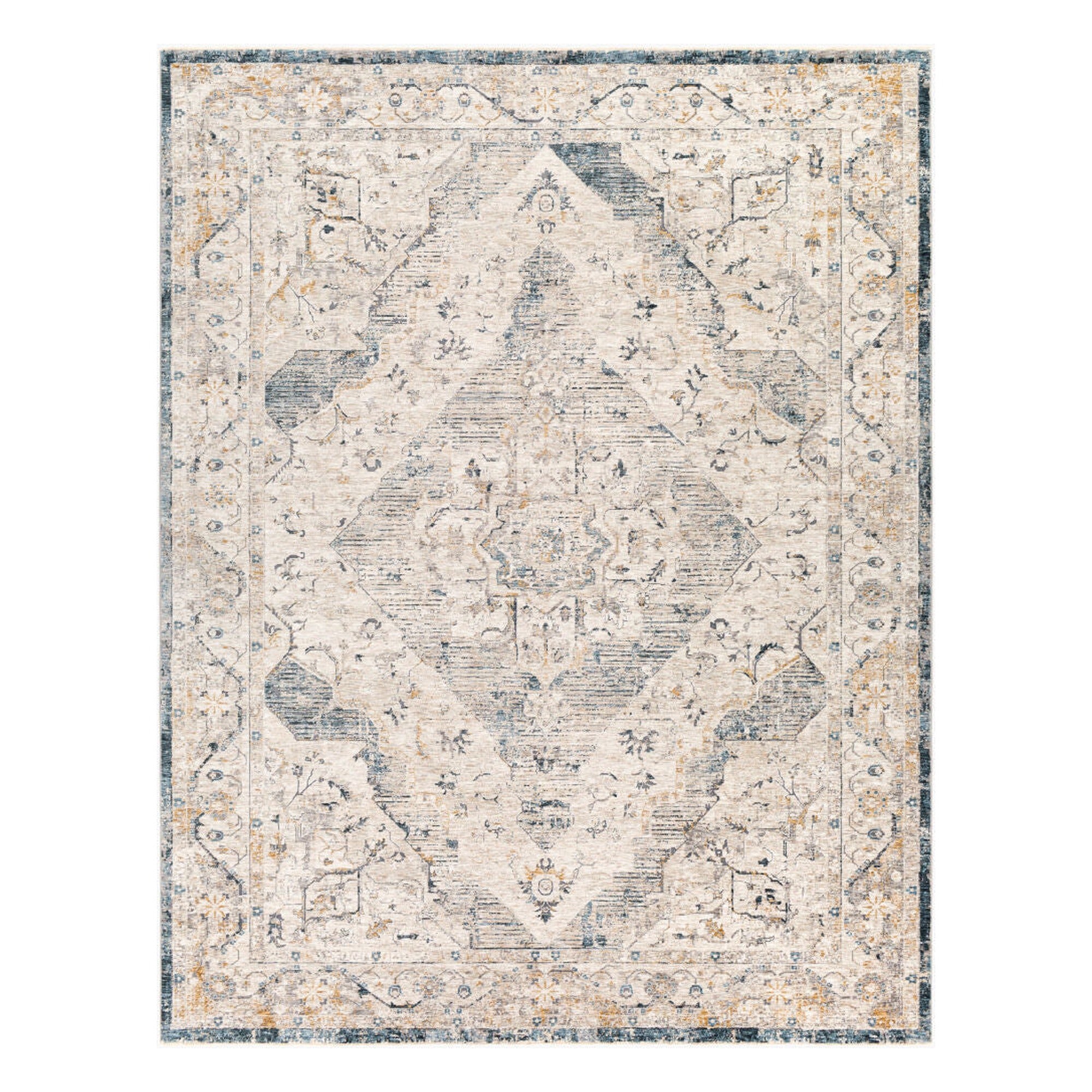 Cardiff Dark Blue/Mustard Machine Woven Rug CDF-2303 - 2'7" x 10'
