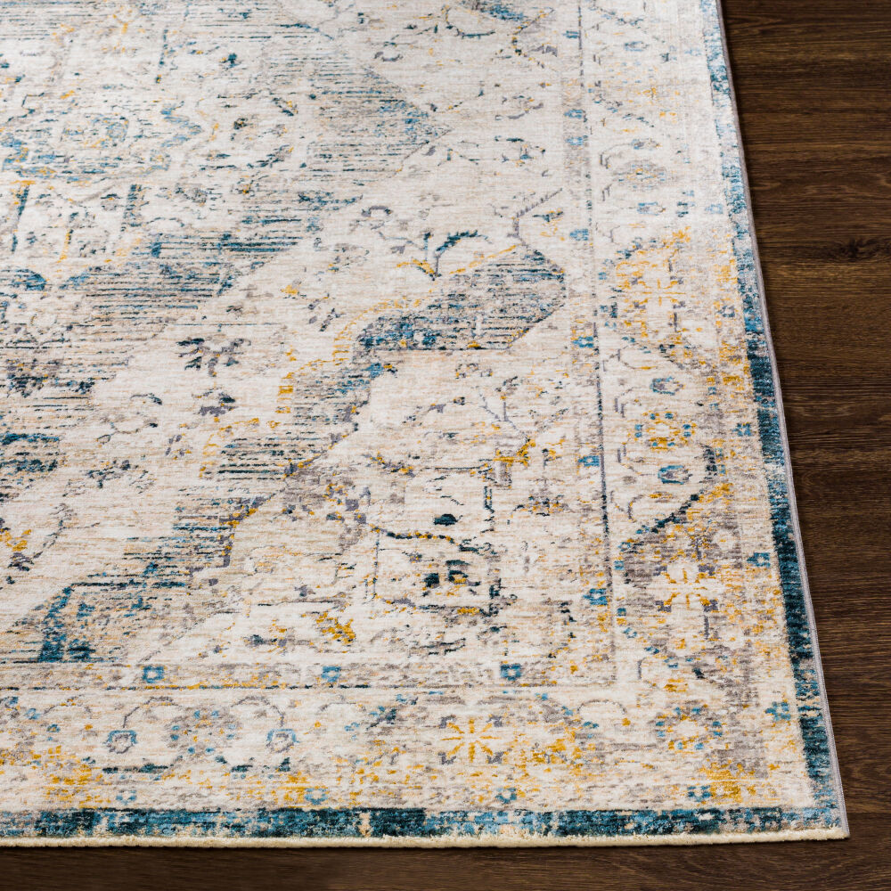 Cardiff Dark Blue/Mustard Machine Woven Rug CDF-2303 - front