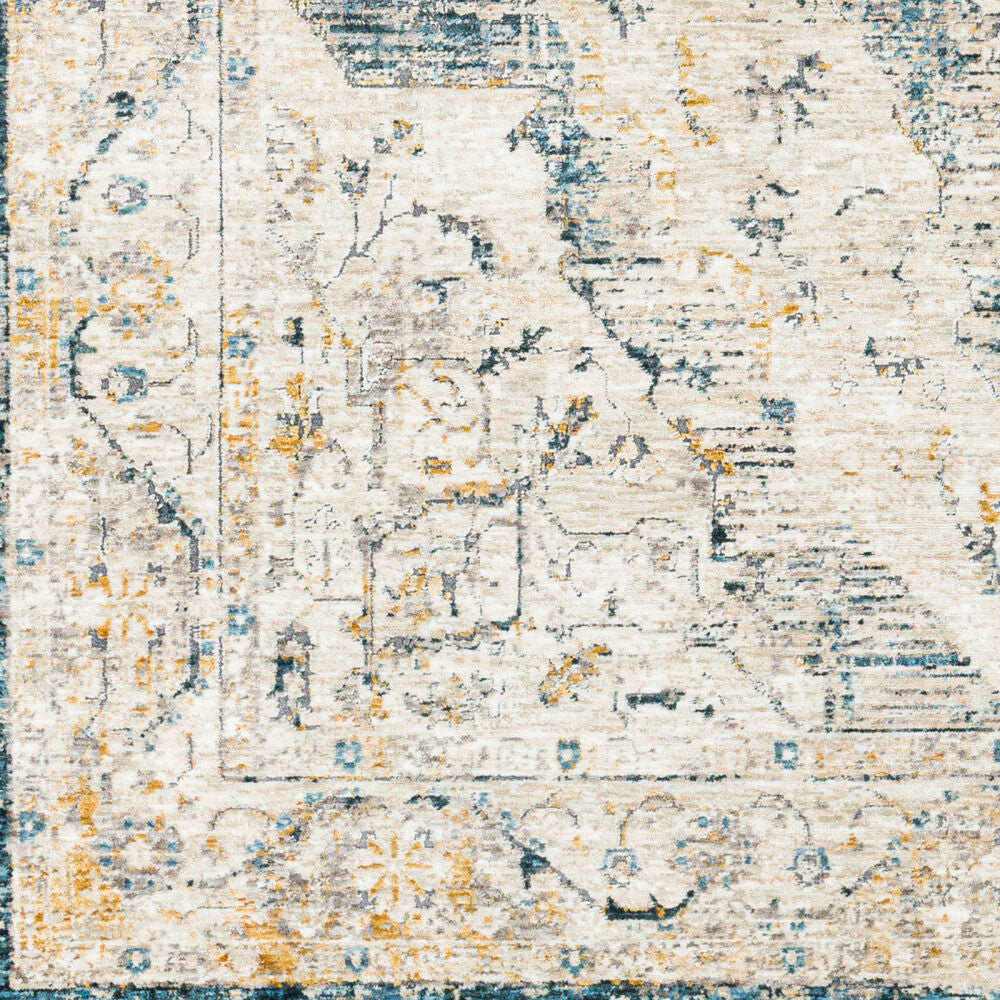 Cardiff Dark Blue/Mustard Machine Woven Rug CDF-2303 - swatch