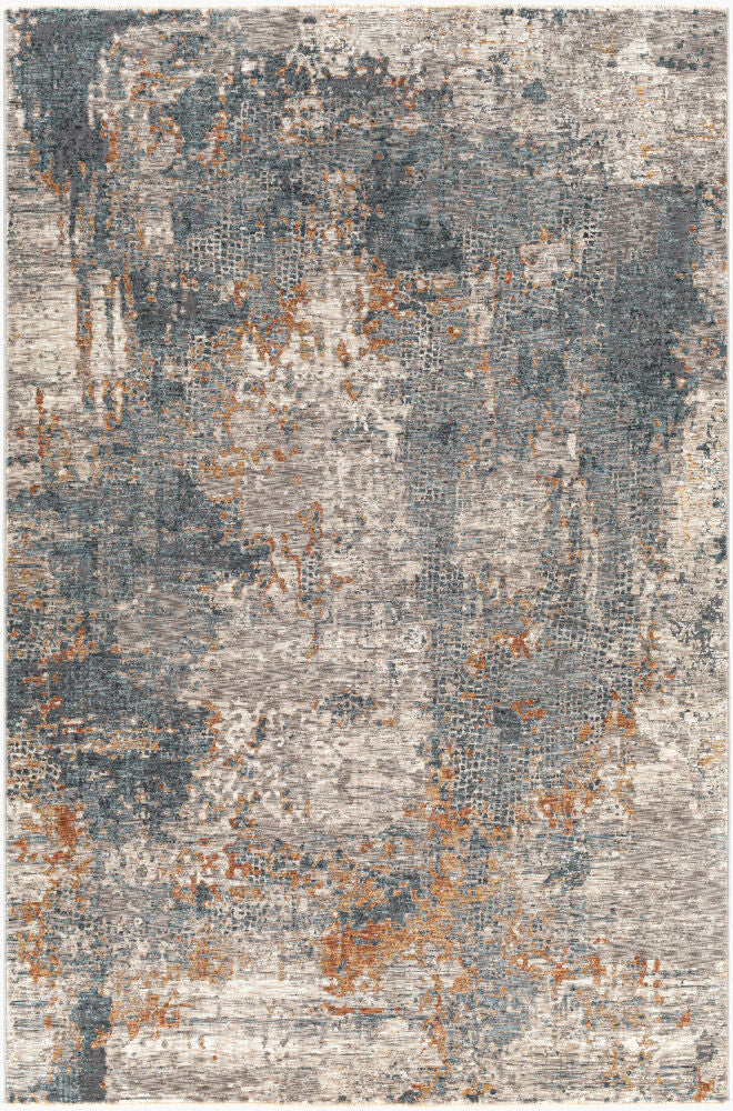 Cardiff Dark Blue/Rust Machine Woven Rug - 2'8" x 10'
