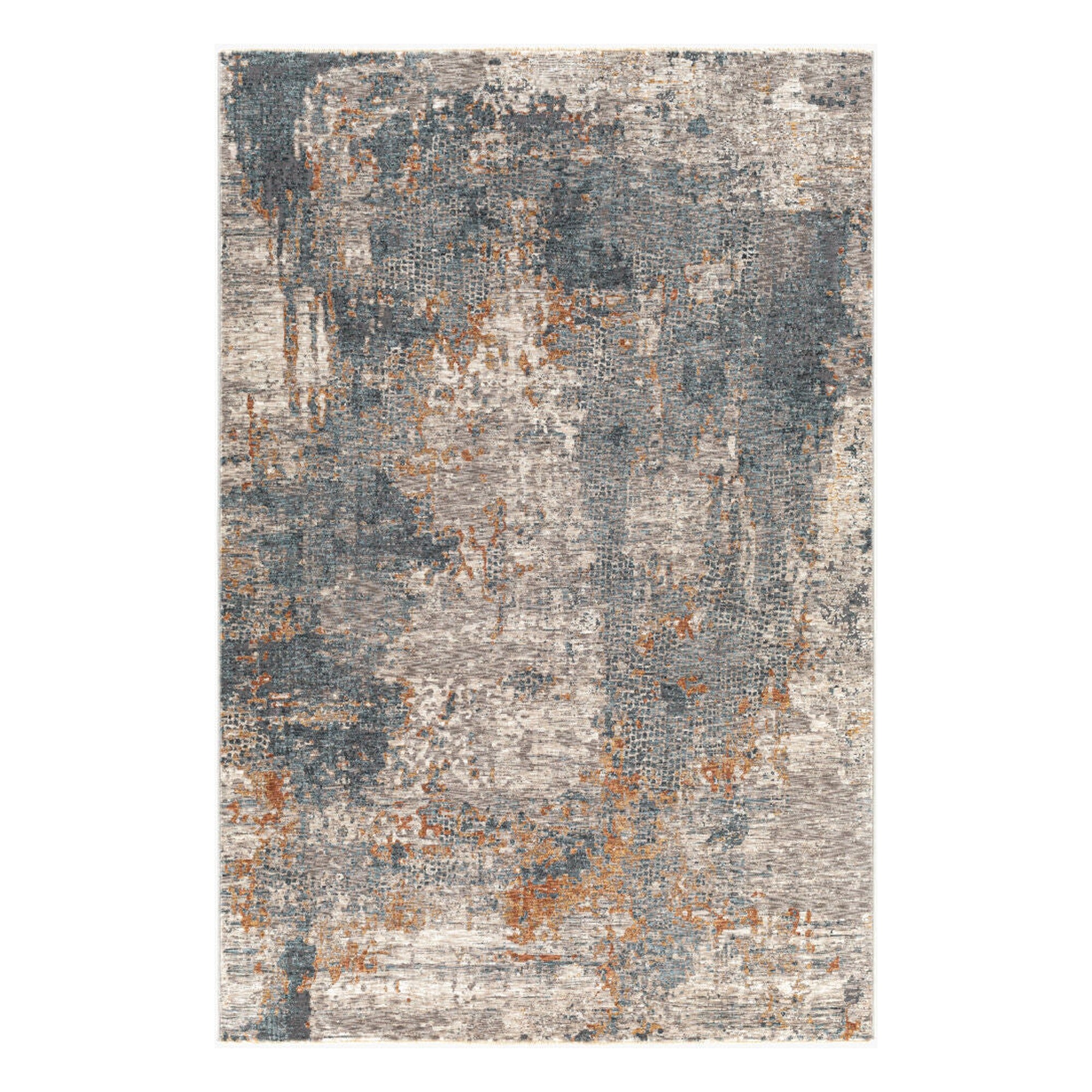 Cardiff Dark Blue/Rust Machine Woven Rug - 2'8" x 10'