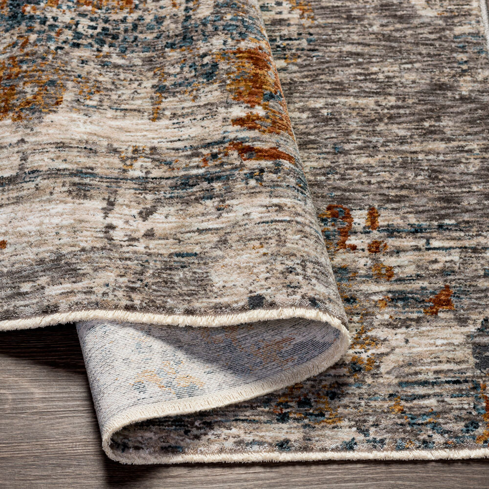 Cardiff Dark Blue/Rust Machine Woven Rug - fold