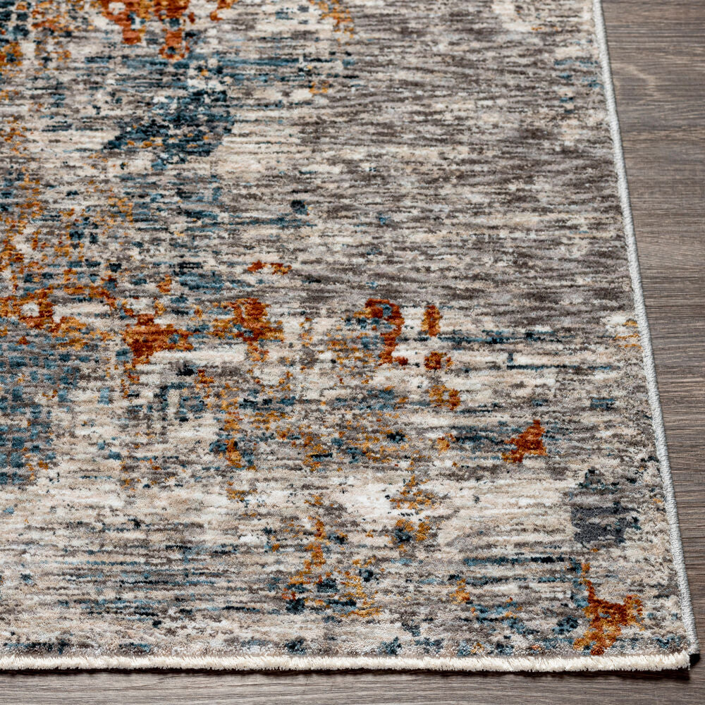Cardiff Dark Blue/Rust Machine Woven Rug - front