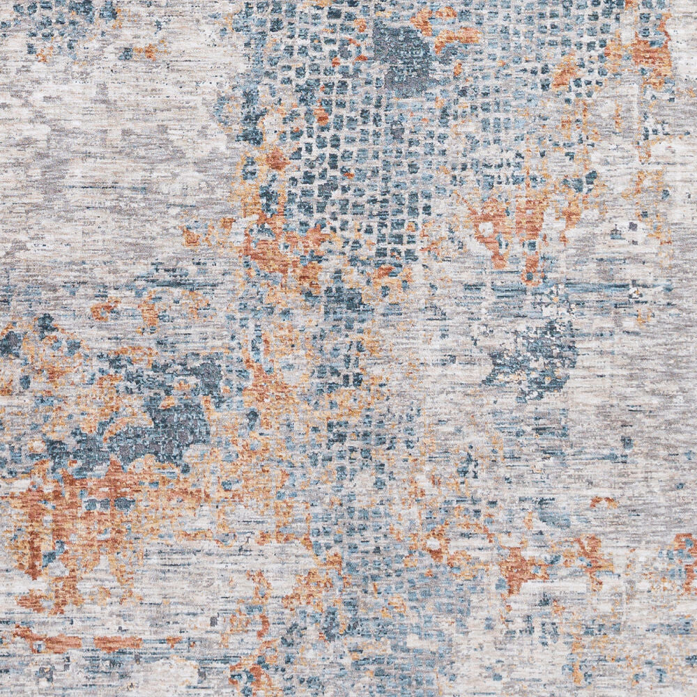Cardiff Dark Blue/Rust Machine Woven Rug - swatch