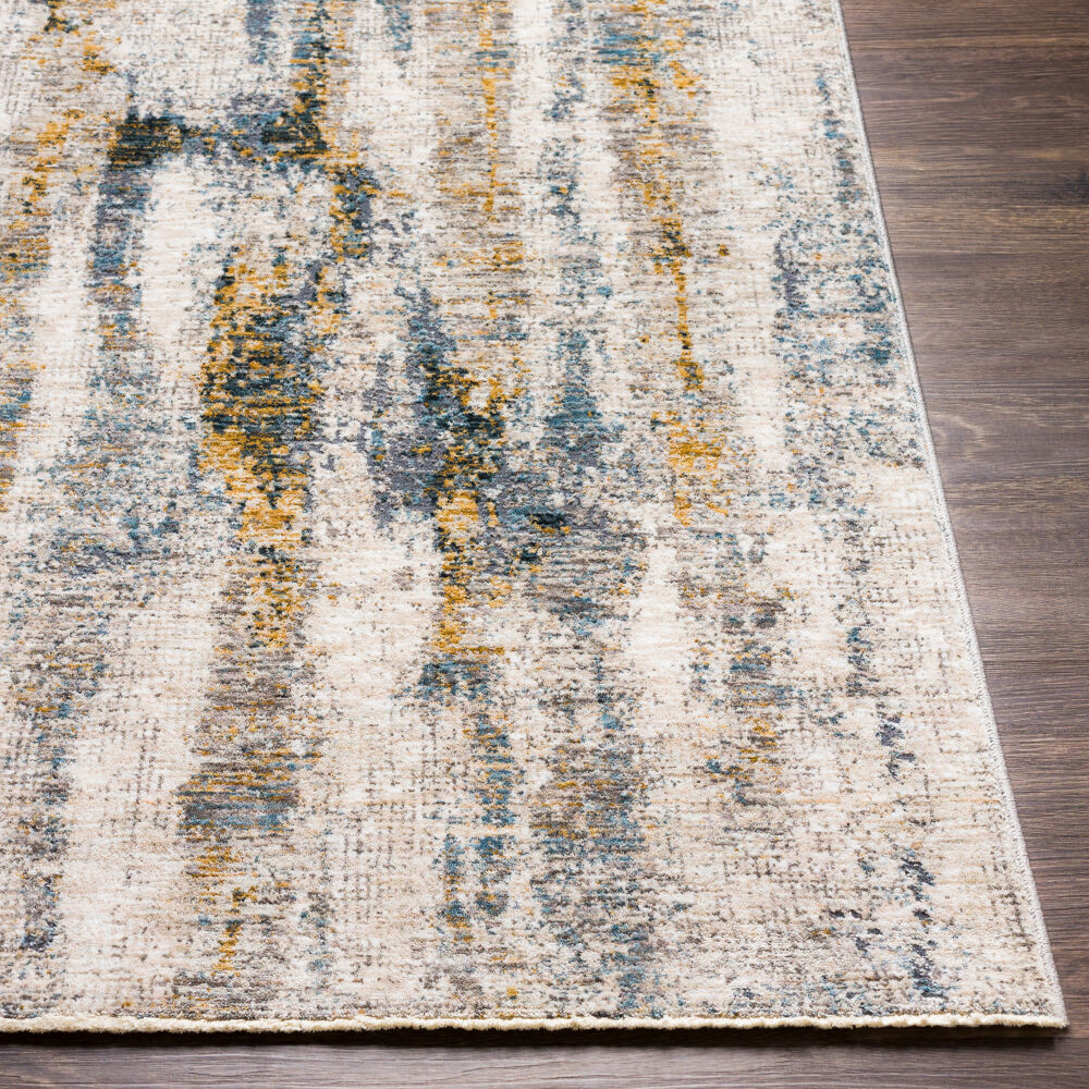 Cardiff Dark Blue/Mustard Machine Woven Rug CDF-2306 - front