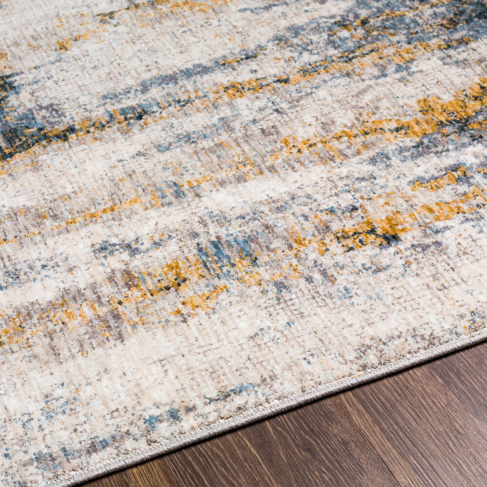 Cardiff Dark Blue/Mustard Machine Woven Rug CDF-2306 - texture