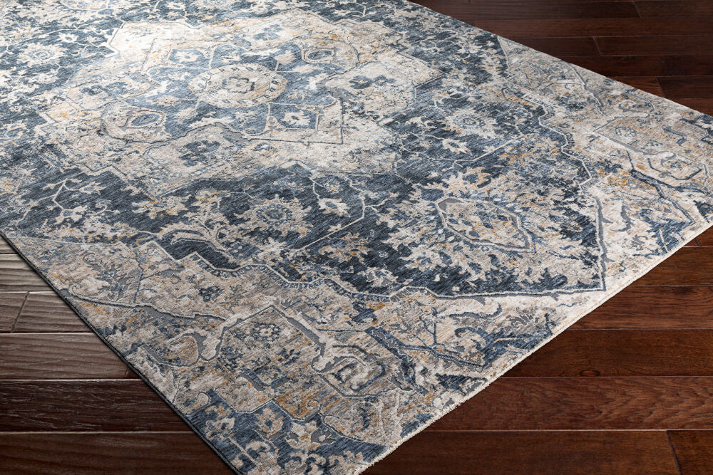 Cardiff Blue/Medium Gray Machine Woven Rug CDF-2307 - corner