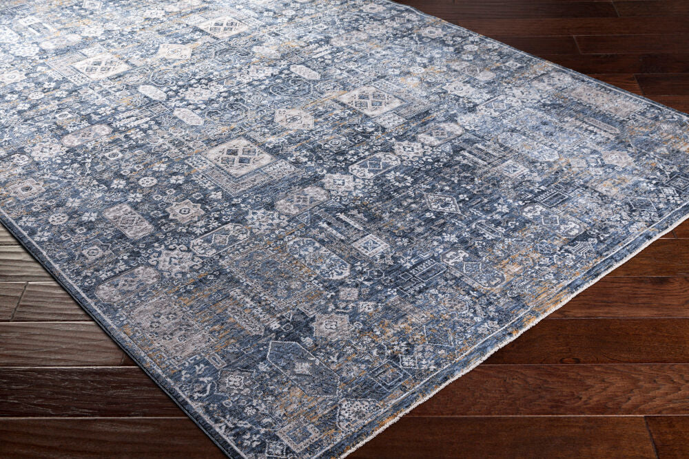 Cardiff Blue/Medium Gray Machine Woven Rug CDF-2309 - corner