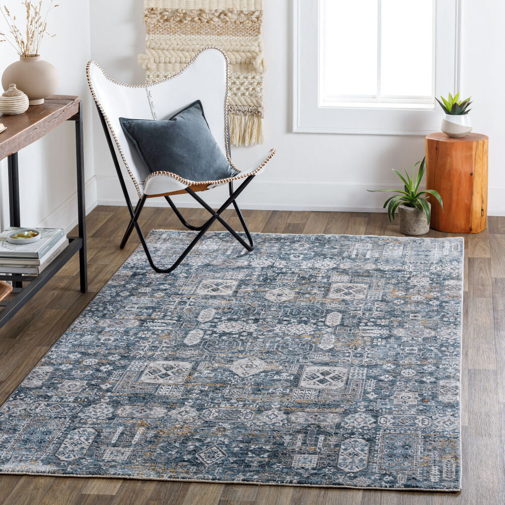 Cardiff Blue/Medium Gray Machine Woven Rug CDF-2309 - roomscene
