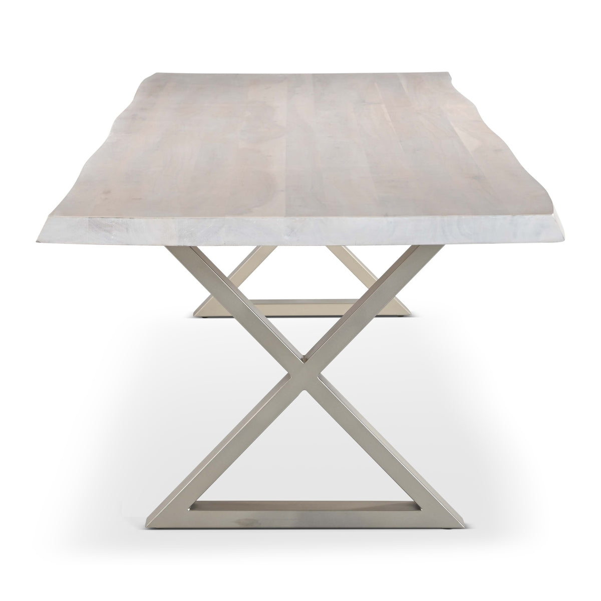 Brooks Dining Table X Base 40" x 116" White Wash Top - Pewter Base by Urbia - detail 3