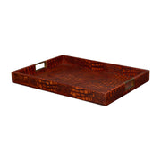 Norton Leather Tray, Croco Leather, Tan by Sarreid Ltd