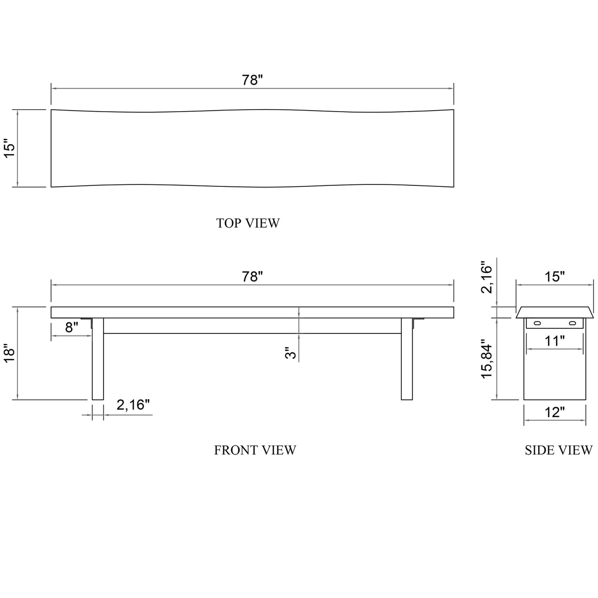 Brooks Bench 78" - Sandblasted Grey Frame by Urbia - detail 9