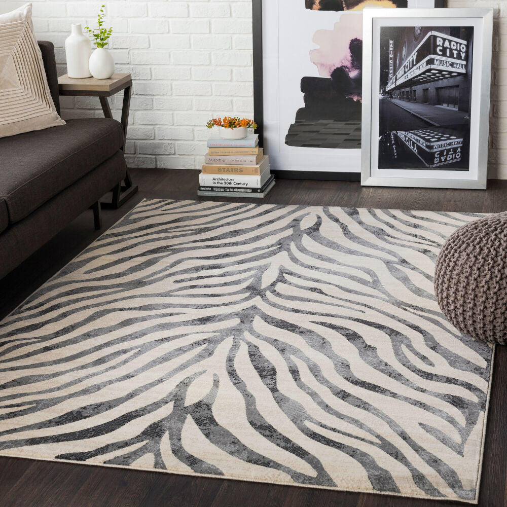 City Black/Taupe Machine Woven Rug CIT-2300 - roomscene
