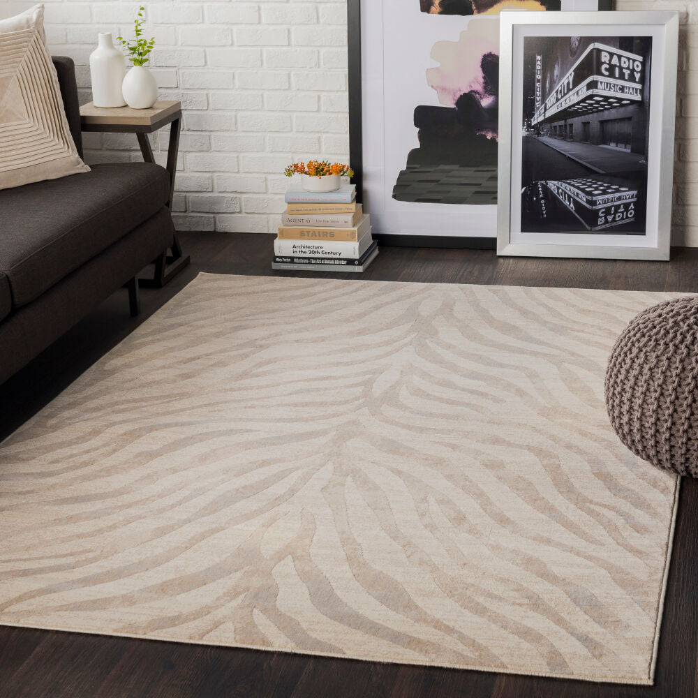 City Light Beige/Taupe Machine Woven Rug - roomscene