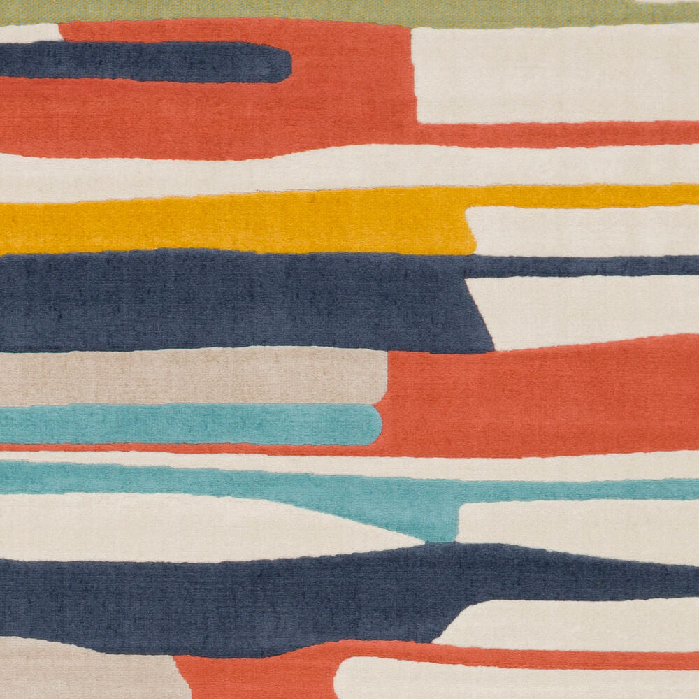 City Aqua/Orange Machine Woven Rug - swatch