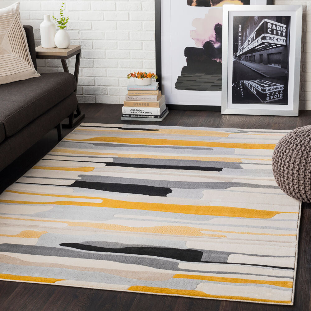 City Black/Taupe Machine Woven Rug CIT-2340 - roomscene