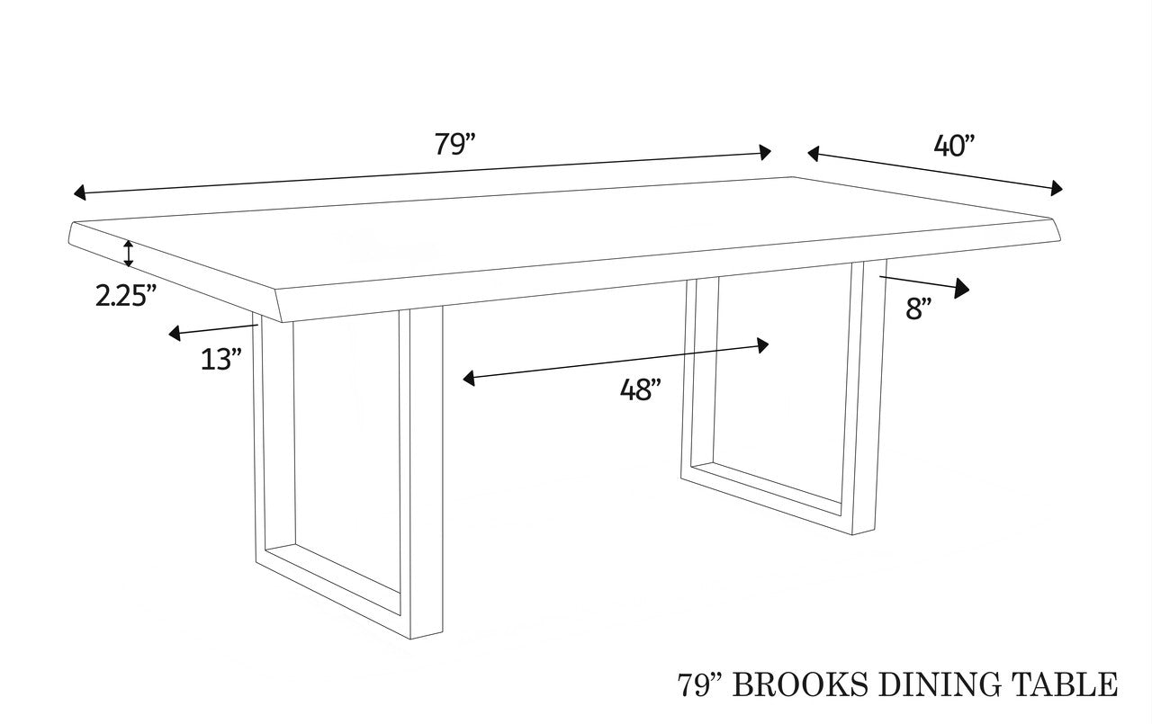 Brooks - Dining Table - U Base - 40" x 79" - Americano Top - Brass Base