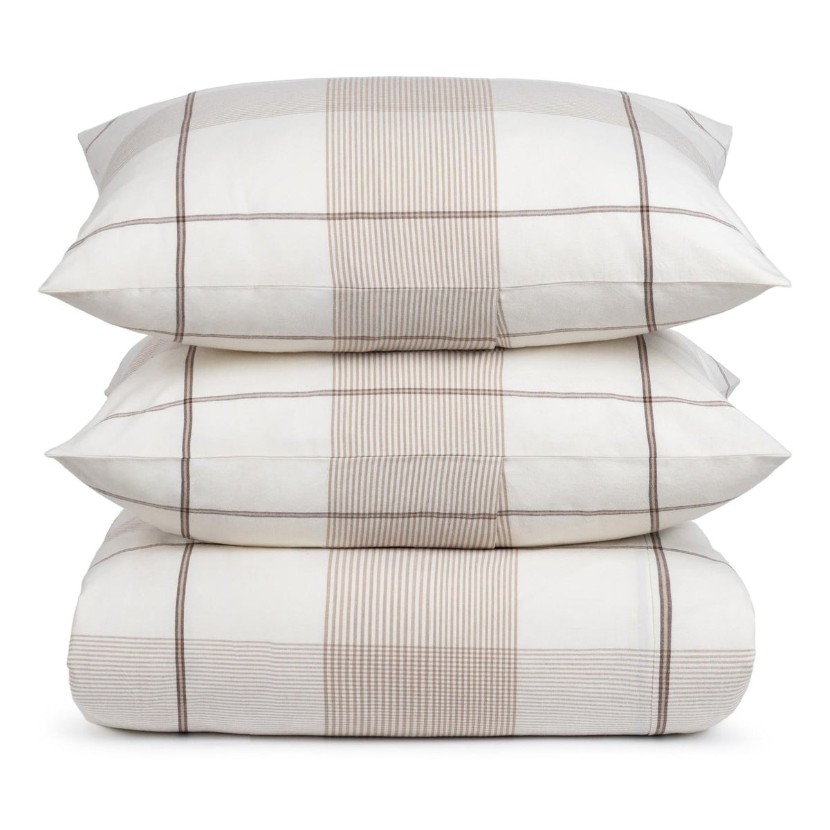 Hanson Duvet Set King - Ivory/Toffee Brown by Classic Home