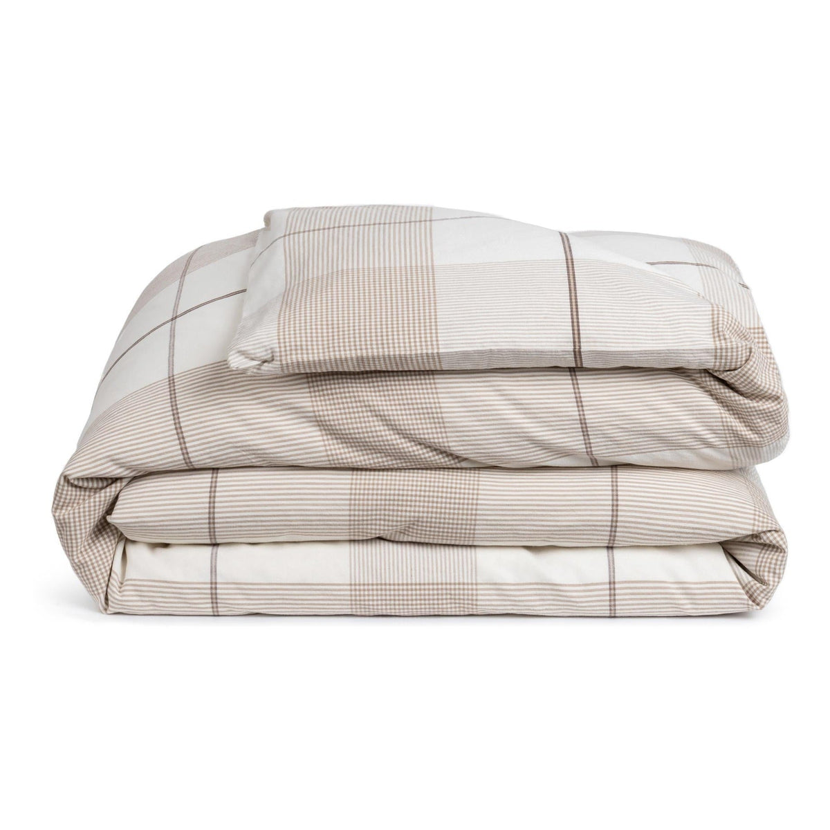 Hanson Duvet Cover Queen - Ivory/Toffee Brown by Classic Home